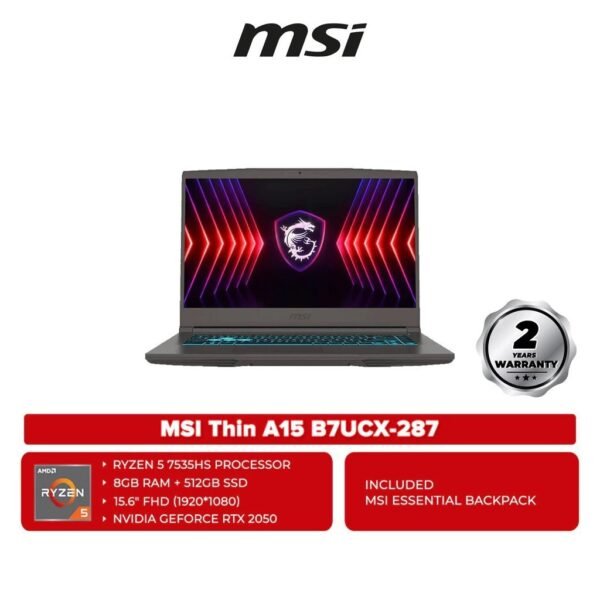 MSI Thin A15 B7UCX-287 15.6'' FHD 144Hz Gaming Laptop Cosmos Gray ( Ryzen 5-7535HS / RTX2050 )